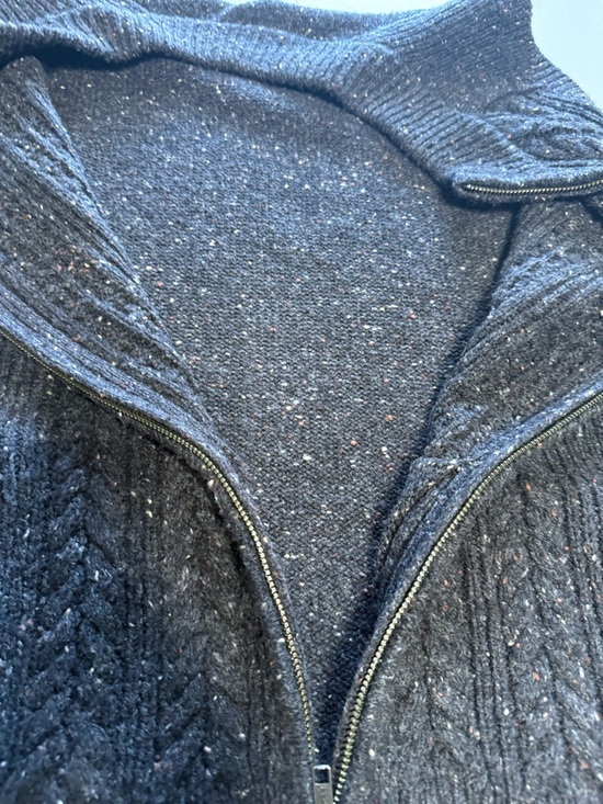 Orvis Men’s XL Wool Cashmere Full Zip Cable Knit Sweater Vest Donegal Gray - Picture 9 of 10